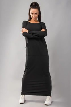 Платье в пол  спортивное свободного кроя  (черный) Платье в пол  спортивное свободного кроя  (черный)