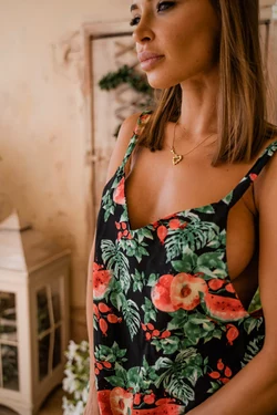 Короткий сарафан ,сочный арбузик штапель Короткий сарафан ,сочный арбузик штапель