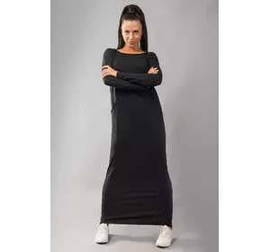 Платье в пол  спортивное свободного кроя  (черный)